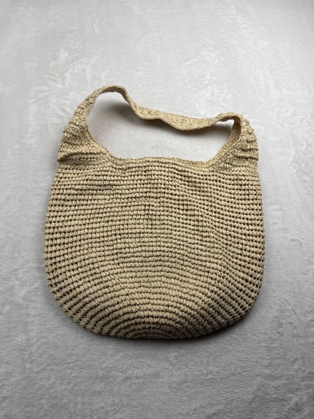 Banana Republic Beige Crochet Shoulder Bag With Magnetic Snap Closure